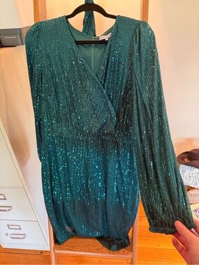 Green Sequin Wrap Dress